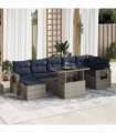 vidaXL 8 Piece Garden Sofa Set with Cushions Grey Poly Rattan Acacia