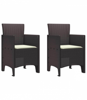 vidaXL Garden Chair 2 pcs Brown 53 x 49 x 85 cm PP