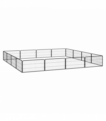 16-Panel Dog Playpen Black 100x50 cm Powder-coated Steel