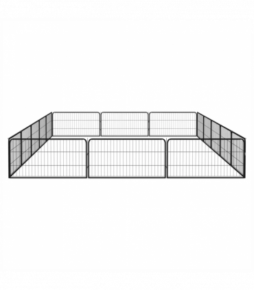 16-Panel Dog Playpen Black 100x50 cm Powder-coated Steel