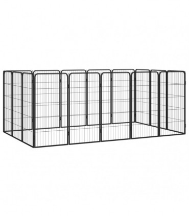 16-Panel Dog Playpen Black 50x100 cm Powder-coated Steel