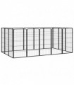 16-Panel Dog Playpen Black 50x100 cm Powder-coated Steel