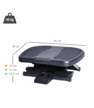 Footrest Adjustable Under-Desk Footrest Height Angle Tilt Anti-Slip Black