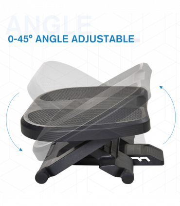 Footrest Adjustable Under-Desk Footrest Height Angle Tilt Anti-Slip Black
