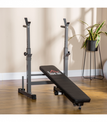 Adjustable Weight Bench Foldable with Barbell Rack and Dip Station