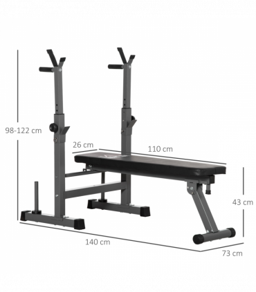 Adjustable Weight Bench Foldable with Barbell Rack and Dip Station
