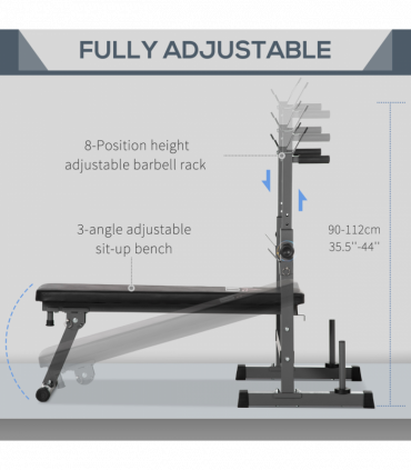 Adjustable Weight Bench Foldable with Barbell Rack and Dip Station