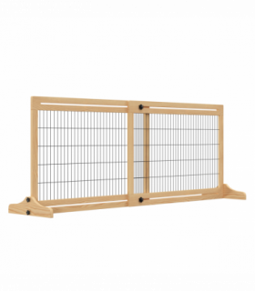 Adjustable Wooden Pet Gate Freestanding Dog Barrier for Doorway Pawhut