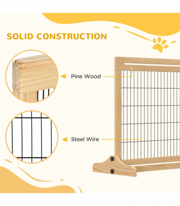 Adjustable Wooden Pet Gate Freestanding Dog Barrier for Doorway Pawhut