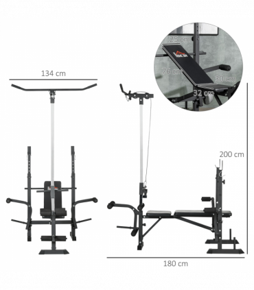 HOMCOM Adjustable Weight Bench Multifunction Full Body Workout Bench