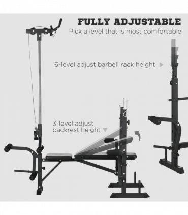 HOMCOM Adjustable Weight Bench Multifunction Full Body Workout Bench