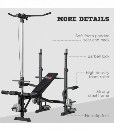 HOMCOM Adjustable Weight Bench Multifunction Full Body Workout Bench