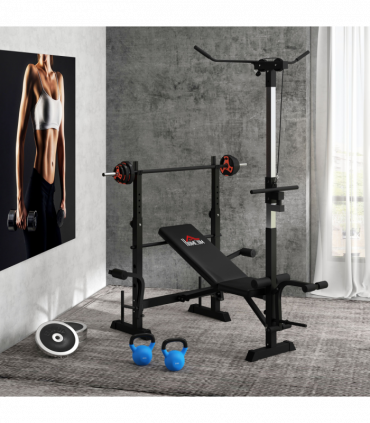 HOMCOM Adjustable Weight Bench Multifunction Full Body Workout Bench