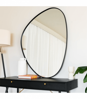 Izumi- Black Metal Irregular Pebble Mirror - 120cm x 90cm