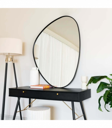 Izumi- Black Metal Irregular Pebble Mirror - 120cm x 90cm