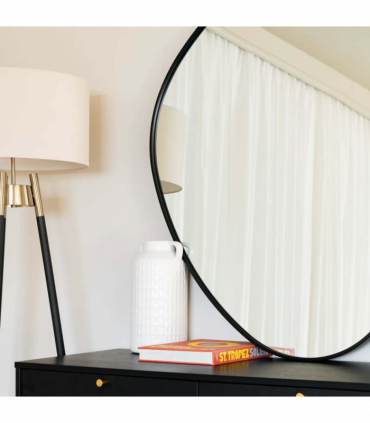 Izumi- Black Metal Irregular Pebble Mirror - 120cm x 90cm