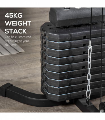 Multifunction Home Gym Machine with 45kg Weight Stack, for Full Body Workout