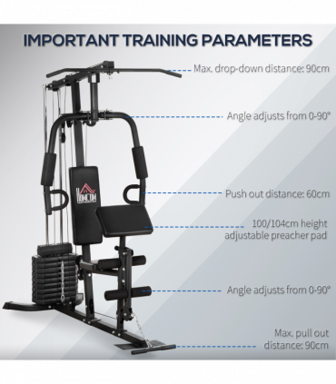 Multifunction Home Gym Machine with 45kg Weight Stack, for Full Body Workout