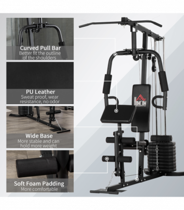 Multifunction Home Gym Machine with 45kg Weight Stack, for Full Body Workout