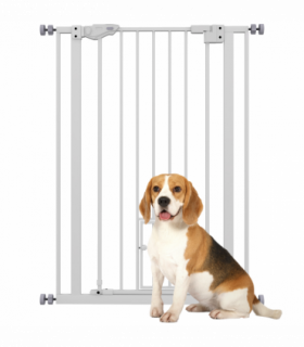 PawHut Extra Tall Dog Gate with Cat Door Auto Close for Stairs 74-80 cm Wide