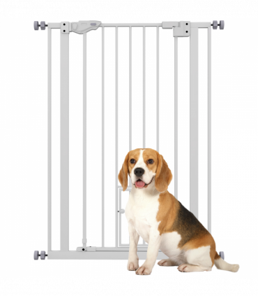 PawHut Extra Tall Dog Gate with Cat Door Auto Close for Stairs 74-80 cm Wide