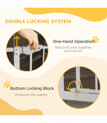 PawHut Extra Tall Dog Gate with Cat Door Auto Close for Stairs 74-80 cm Wide