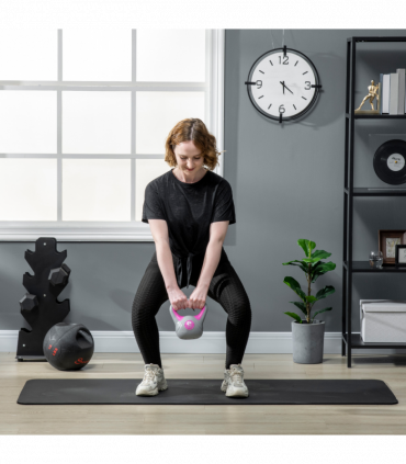 SPORTNOW 2kg Kettle Bell with Handle for Home Gym, Pink and Grey