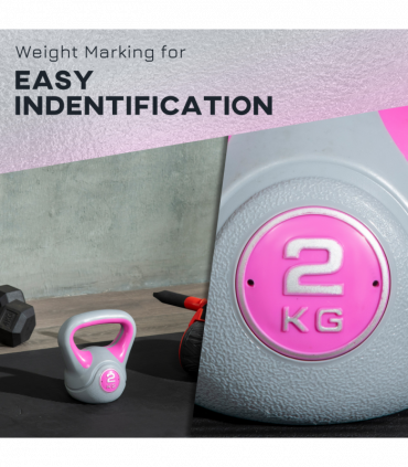 SPORTNOW 2kg Kettle Bell with Handle for Home Gym, Pink and Grey