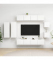 vidaXL 8 Piece TV Cabinet Set White Engineered Wood