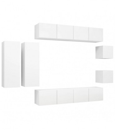 vidaXL 8 Piece TV Cabinet Set White Engineered Wood