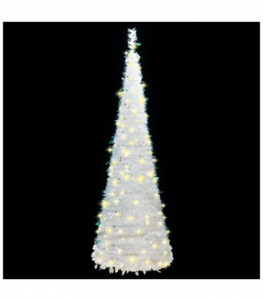 vidaXL Artificial Christmas Tree Pop-up 200 LEDs White 210 cm