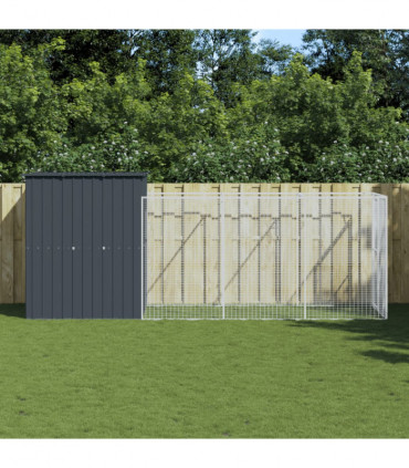 vidaXL Dog House with Run Anthracite 165x455x181 cm Galvanised Steel