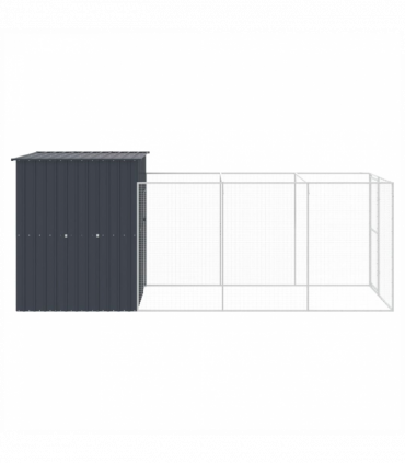vidaXL Dog House with Run Anthracite 165x455x181 cm Galvanised Steel