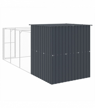 vidaXL Dog House with Run Anthracite 165x455x181 cm Galvanised Steel
