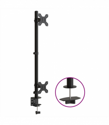 vidaXL Dual Monitor Stand Black Steel VESA 75/100 mm