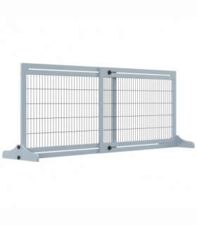 Pet Gate Adjustable Wooden Pet Gate - Freestanding Dog Barrier for Doorway, Grey