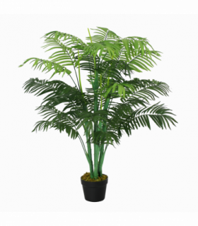Artificial Palm Tree 18 Leaves Green Plastic Fake Tropical 125cm Nursery Pot