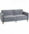HOMCOM Convertible Sofa Futon Velvet-Touch Tufted Couch Sofa Bed Dark Grey