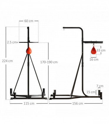 HOMCOM Free-Standing Speed Bag Platform, Adjustable Boxing Punch Bag, Black