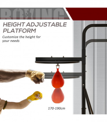 HOMCOM Free-Standing Speed Bag Platform, Adjustable Boxing Punch Bag, Black
