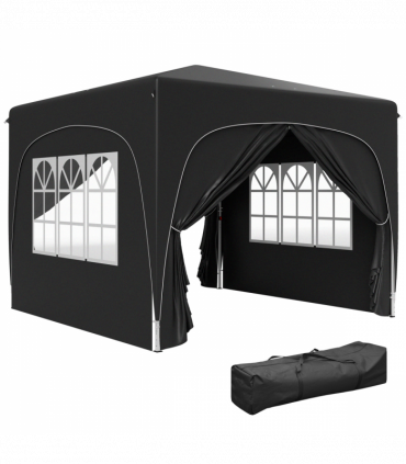 Outsunny 3 x 3(m) UPF50+ Pop Up Gazebo with Sides and Carry Bag, Black