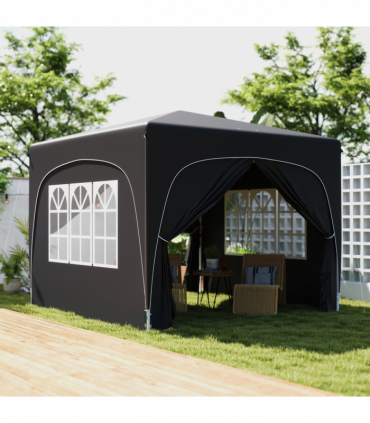 Outsunny 3 x 3(m) UPF50+ Pop Up Gazebo with Sides and Carry Bag, Black