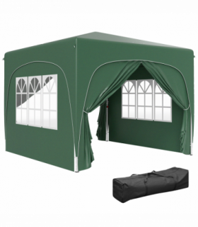 Outsunny 3 x 3(m) UPF50+ Pop Up Gazebo with Sides and Carry Bag, Dark Green