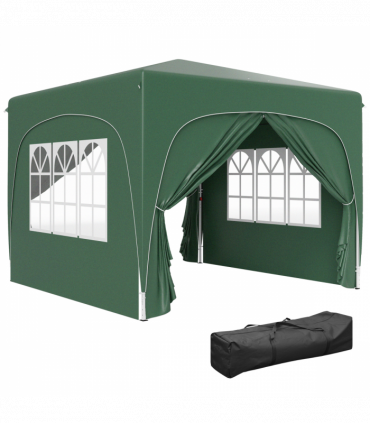 Outsunny 3 x 3(m) UPF50+ Pop Up Gazebo with Sides and Carry Bag, Dark Green
