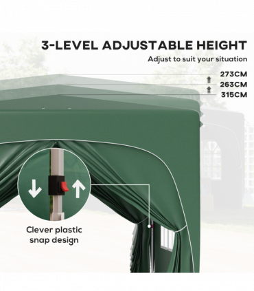 Outsunny 3 x 3(m) UPF50+ Pop Up Gazebo with Sides and Carry Bag, Dark Green