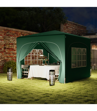 Outsunny 3 x 3(m) UPF50+ Pop Up Gazebo with Sides and Carry Bag, Dark Green