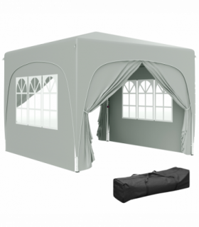 Outsunny 3 x 3(m) UPF50+ Pop Up Gazebo with Sides and Carry Bag, Light Grey