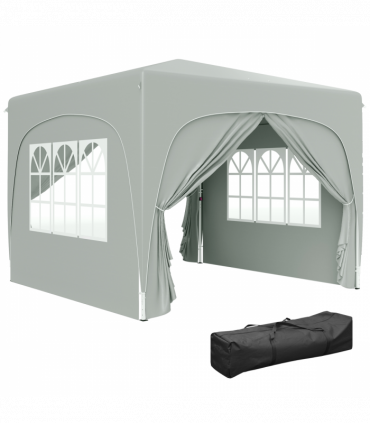 Outsunny 3 x 3(m) UPF50+ Pop Up Gazebo with Sides and Carry Bag, Light Grey