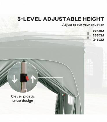 Outsunny 3 x 3(m) UPF50+ Pop Up Gazebo with Sides and Carry Bag, Light Grey