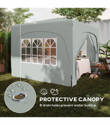 Outsunny 3 x 3(m) UPF50+ Pop Up Gazebo with Sides and Carry Bag, Light Grey